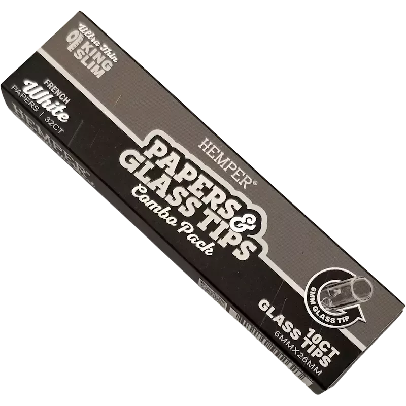 Hemper – White King Size Slim Rolling Papers + 6 mm Glass Tips