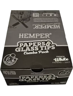 Hemper – Box mit 20 Packungen White King Size Slim Papers + 6 mm Glasfilter