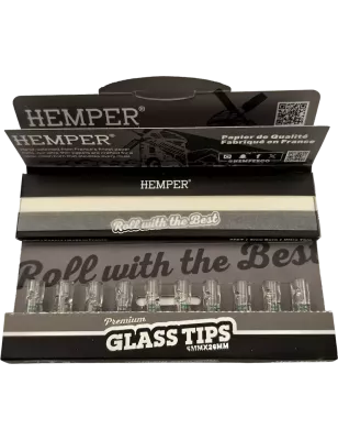 Hemper – Box of 20 Packs of White King Size Slim Rolling Papers + 6 mm Glass Filters