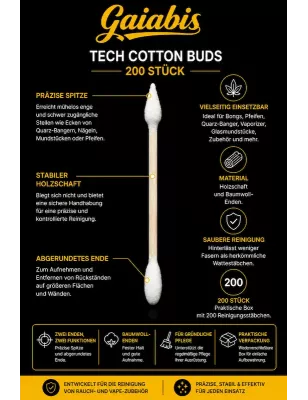 Hemper – Tech Cotton Buds Wattestäbchen (200 Stück)