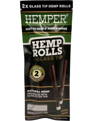 Hemper – Hemp Rolls Natural + Glass Tips King Size x2