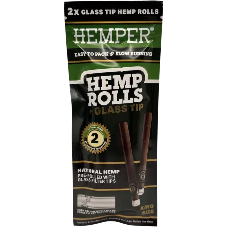 Hemper – Hemp Rolls Natural + Glass Tips King Size x2