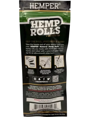 Hemper – Hemp Rolls Natural + Glass Tips King Size x2