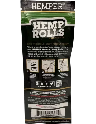 Hemper – Hemp Rolls Natural + Glass Tips King Size x2