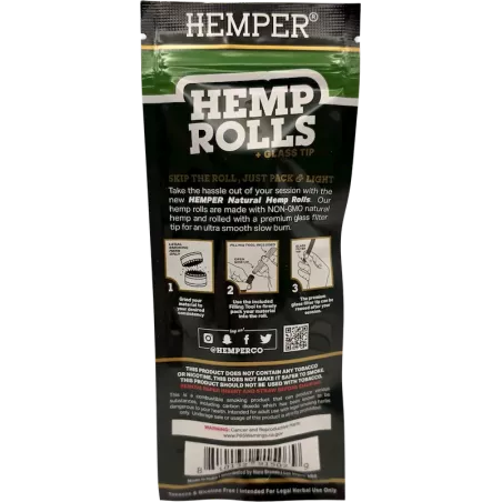 Hemper – Hemp Rolls Natural + Glass Tips King Size x2