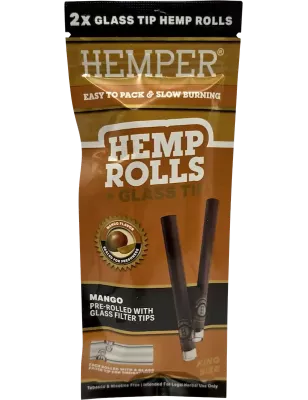 Hemper – Hemp Rolls Mango + Glass Tips King Size x2