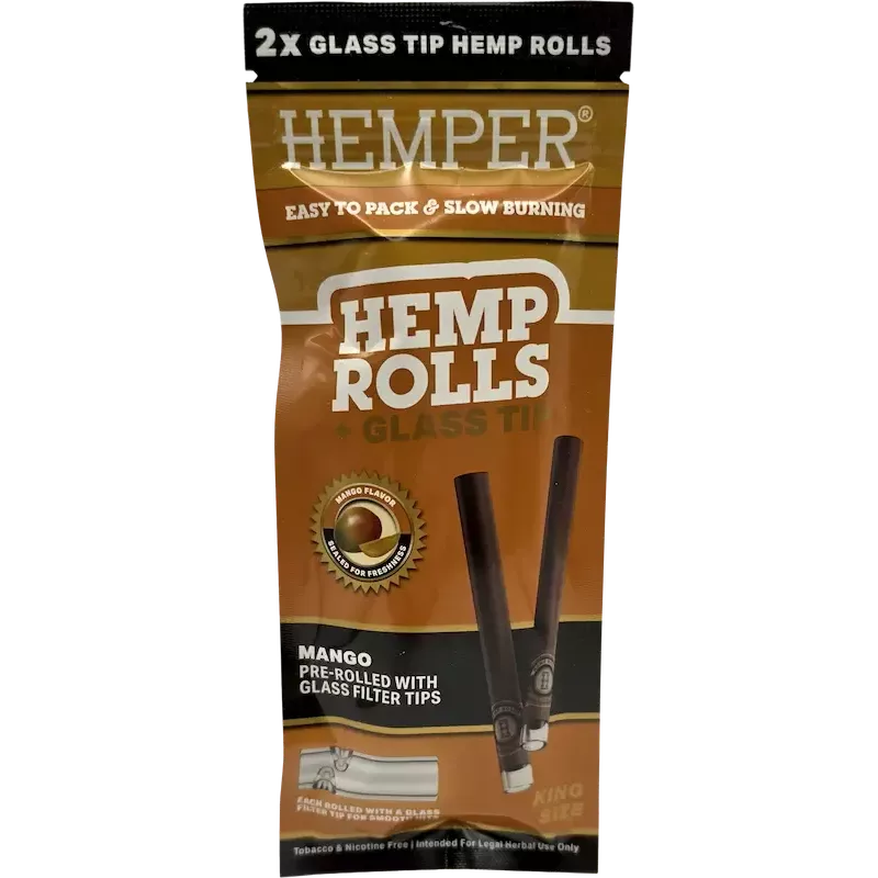 Hemper – Hemp Rolls Mango + Glass Tips King Size x2