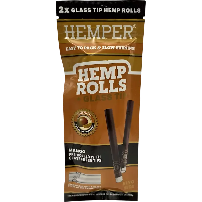 Hemper – Hemp Rolls Mango + Glass Tips King Size x2