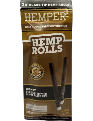 Hemper – Hemp Rolls Honey + Glass Tips King Size x2