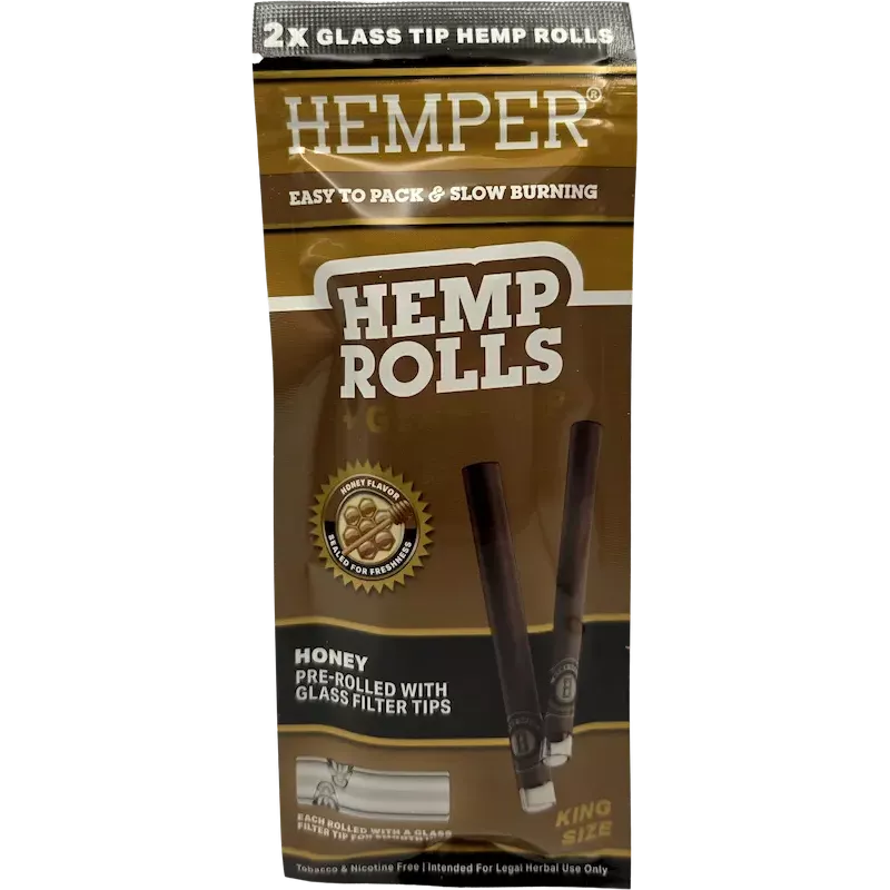 Hemper – Hemp Rolls Honey + Glass Tips King Size x2