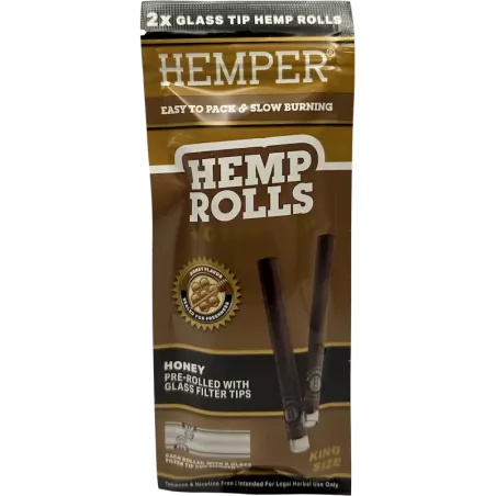 Hemper – Hemp Rolls Honey + Glass Tips King Size x2