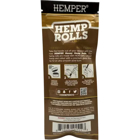 Hemper – Hemp Rolls Honey + Glass Tips King Size x2