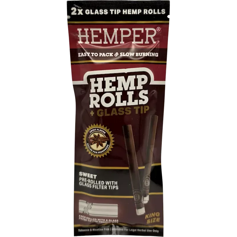 Hemper – Hemp Rolls Sweet + Glass Tips King Size x2