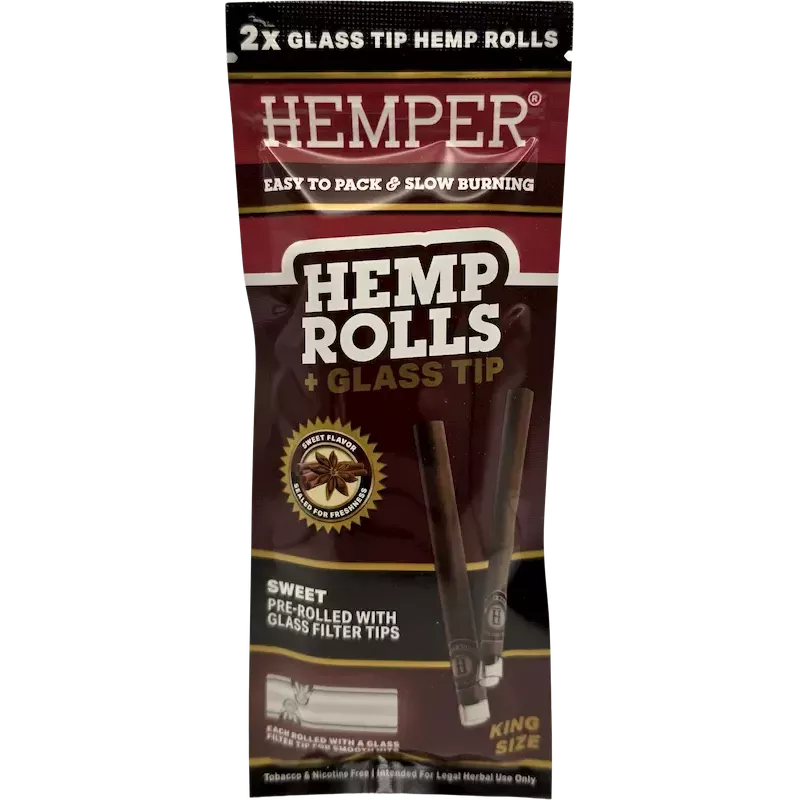 Hemper – Hemp Rolls Sweet + Glass Tips King Size x2