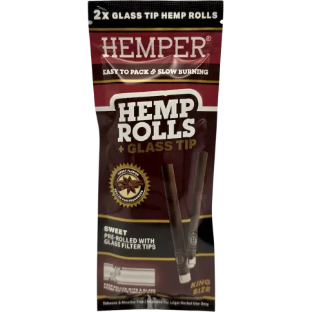 Hemper – Hemp Rolls Sweet + Glass Tips King Size x2
