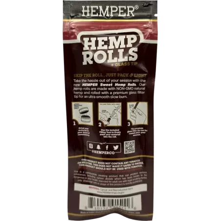 Hemper – Hemp Rolls Sweet + Glass Tips King Size x2