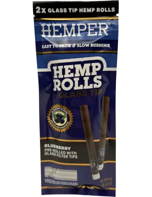 Hemper – Hemp Rolls Blueberry + Glass Tips King Size x2