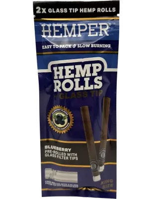 Hemper – Hemp Rolls Blueberry + Glass Tips King Size x2