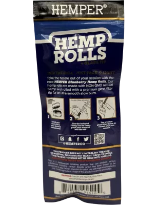 Hemper – Hemp Rolls Blueberry + Glass Tips King Size x2