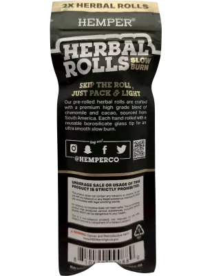 Hemper – Herbal Rolls Natural + Glass Tips King Size x2