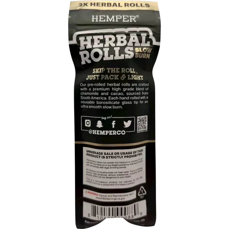 Hemper – Herbal Rolls Natural + Glass Tips King Size x2