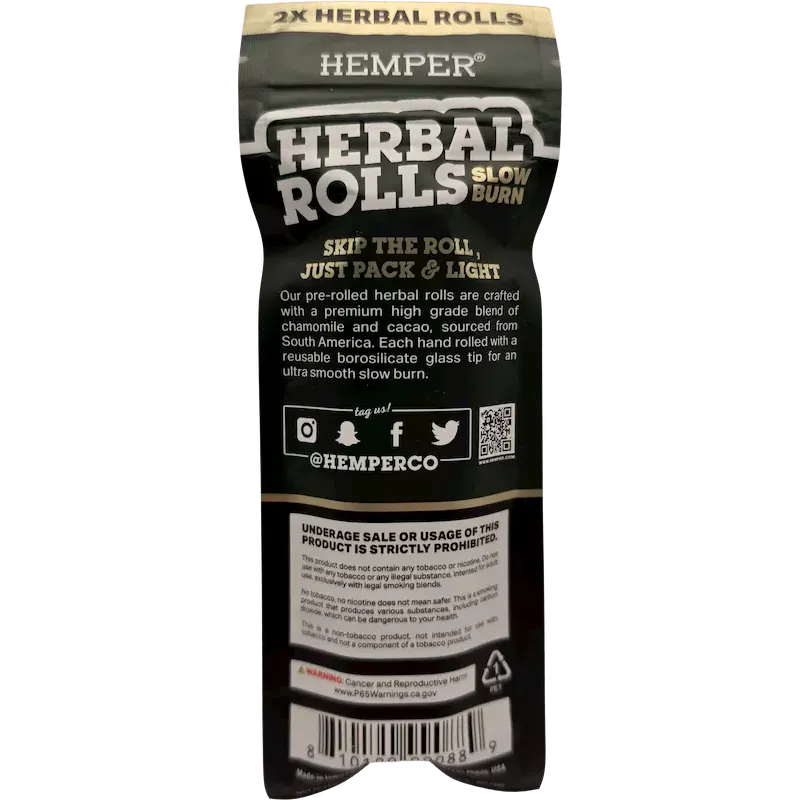 Hemper – Herbal Rolls Natural + Glass Tips King Size x2
