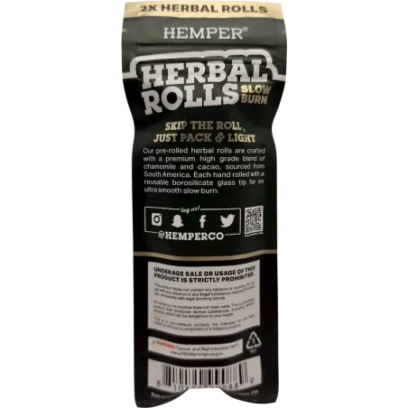 Hemper – Herbal Rolls Natural + Glass Tips King Size x2
