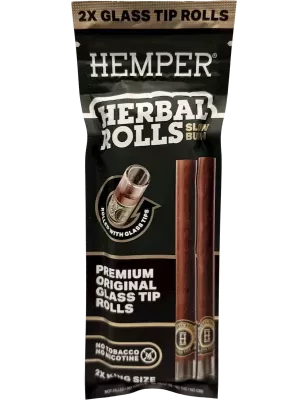 Hemper – Herbal Rolls Natural + Glass Tips King Size x2