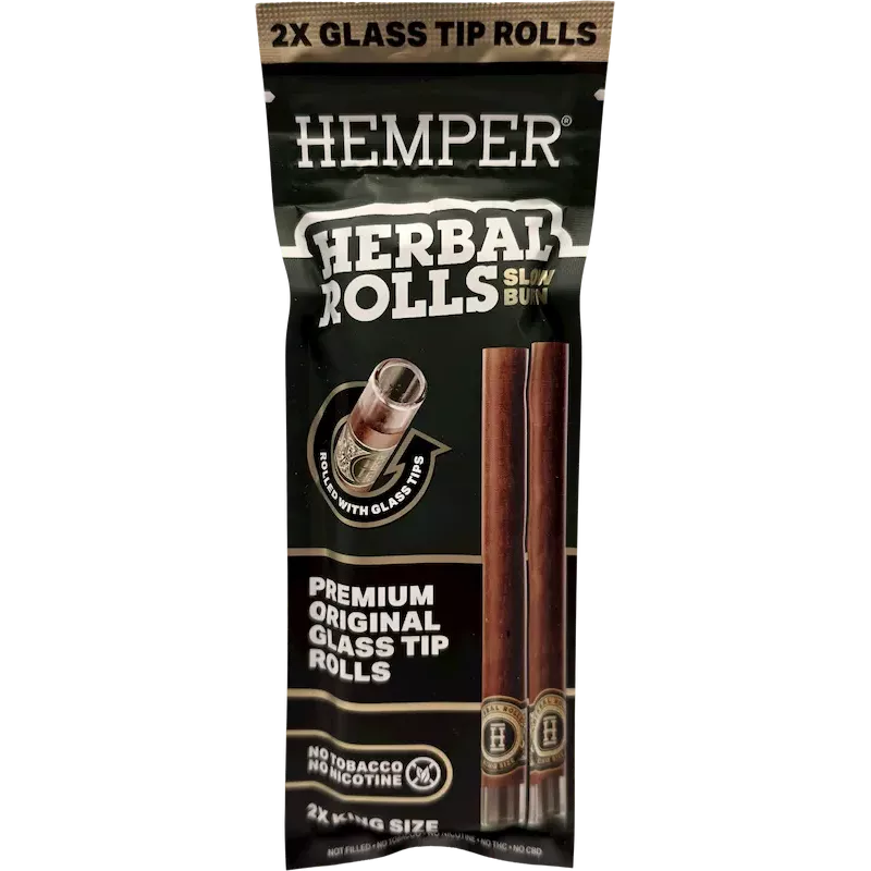 Hemper – Herbal Rolls Natural + Glass Tips King Size x2
