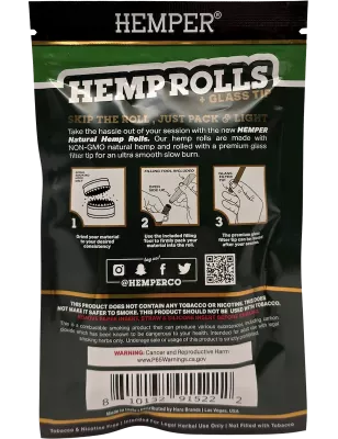 Hemper – Hemp Rolls Natural + Glass Tips Mini x4