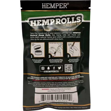 Hemper – Hemp Rolls Natural + Glass Tips Mini x4