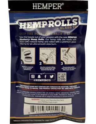 Hemper – Hemp Rolls Blueberry + Glass Tips Mini x4