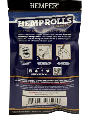 Hemper – Hemp Rolls Blueberry + Glass Tips Mini x4