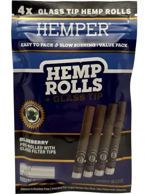 Hemper – Hemp Rolls Blueberry + Glass Tips Mini x4