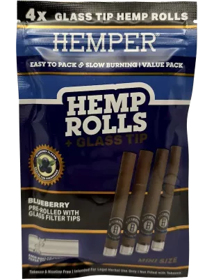 Hemper – Hemp Rolls Blueberry + Glass Tips Mini x4