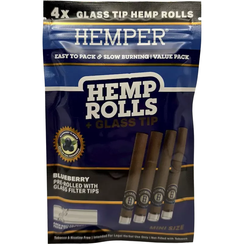 Hemper – Hemp Rolls Blueberry + Glass Tips Mini x4