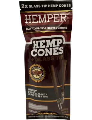 Hemper – Hemp Cones Sweet + Glass Tips King Size x2