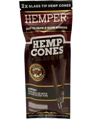 Hemper – Hemp Cones Sweet + Glass Tips King Size x2