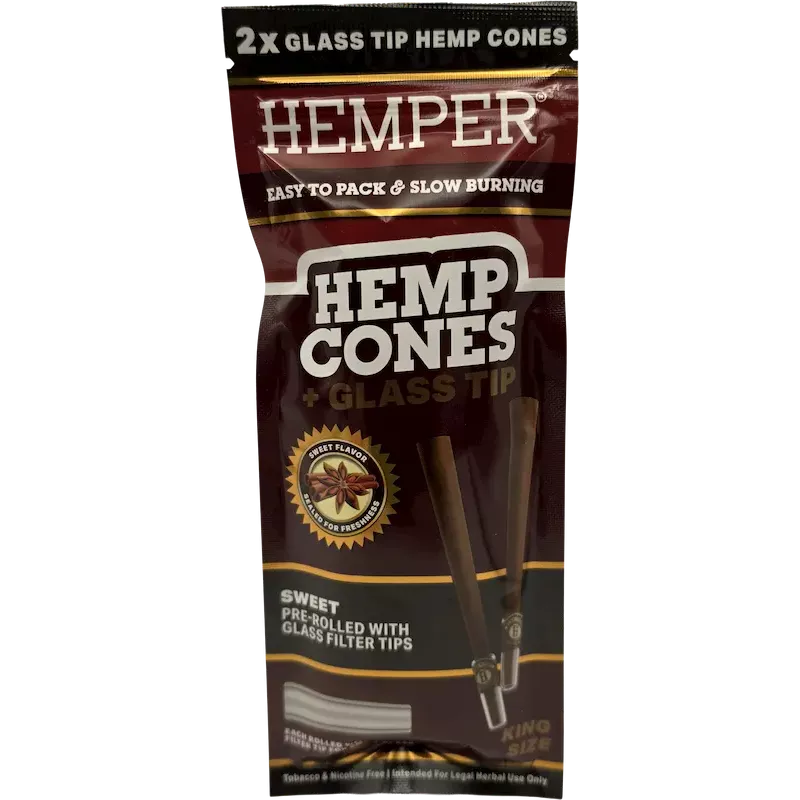 Hemper – Hemp Cones Sweet + Glass Tips King Size x2 Hemper – Hemp Cones Sweet + Glass Tips King Size x2