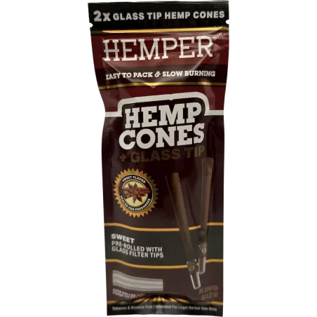 Hemper – Hemp Cones Sweet + Glass Tips King Size x2