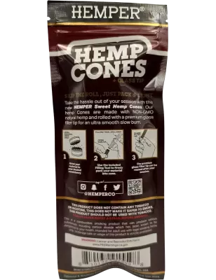 Hemper – Hemp Cones Sweet + Glass Tips King Size x2