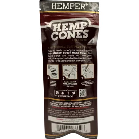 Hemper – Hemp Cones Sweet + Glass Tips King Size x2