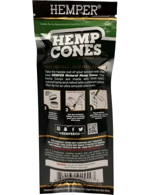Hemper – Hemp Cones Natural + Glass Tips King Size x2