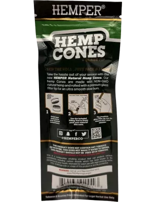 Hemper – Hemp Cones Natural + Glass Tips King Size x2