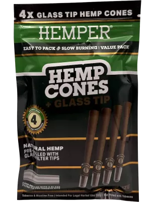 Hemper – Hemp Cones Natural + Glass Tips Mini x4