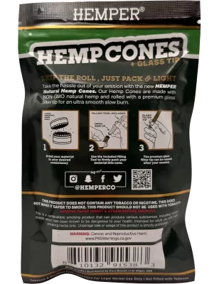 Hemper – Hemp Cones Natural + Glass Tips Mini x4