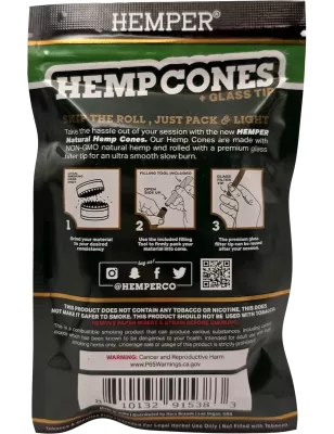 Hemper – Hemp Cones Natural + Glass Tips Mini x4