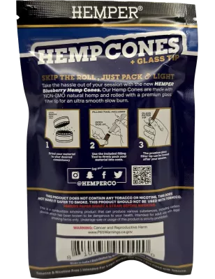 Hemper – Hemp Cones Blueberry + Glass Tips Mini x4