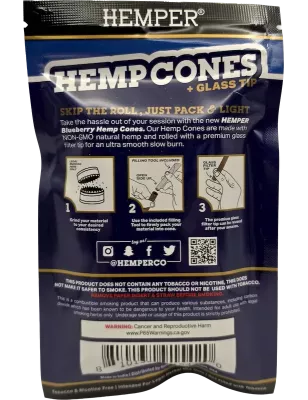 Hemper – Hemp Cones Blueberry + Glass Tips Mini x4