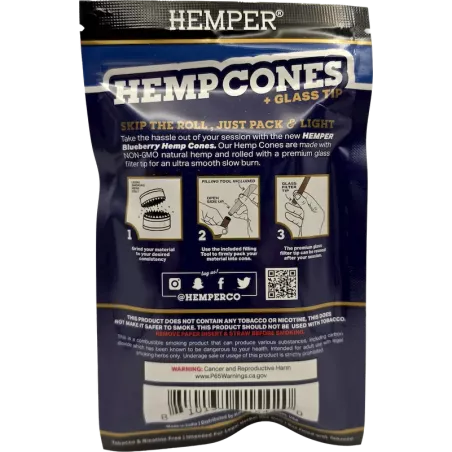 Hemper – Hemp Cones Blueberry + Glass Tips Mini x4